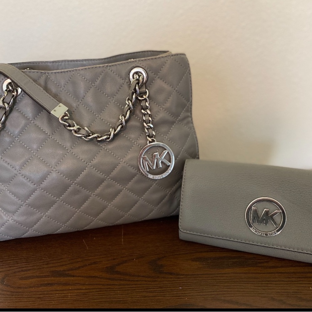 Michael Kors Gray Quilted Shoulder Bag